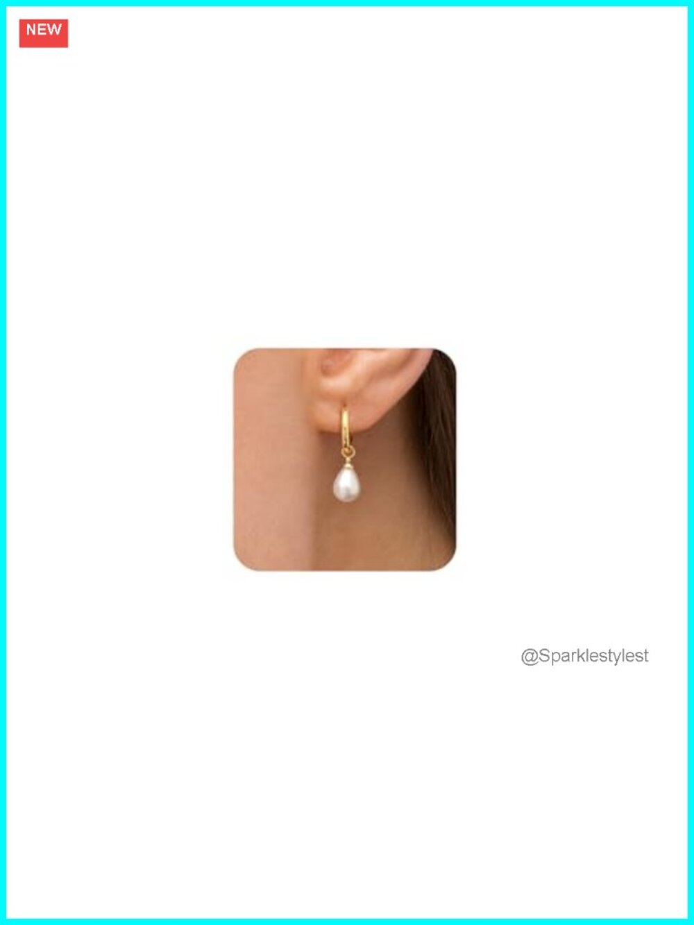 14K Gold Plated Pearl Dangle Drop Earrings Freshwater Hinged Hoop Women